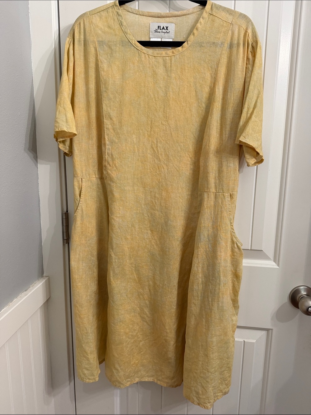 Flax Yellow Linen Shift Dress